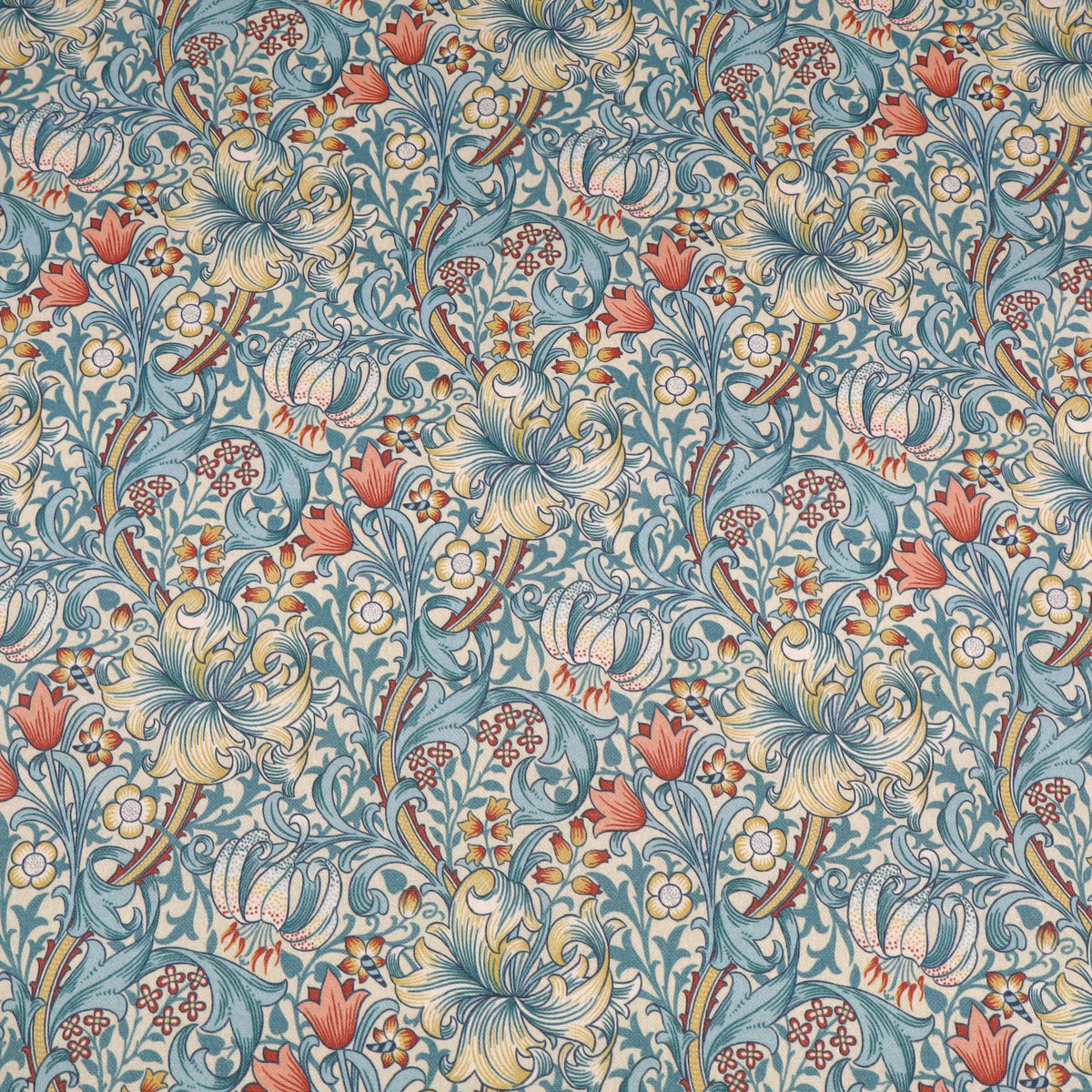 William Morris Outdoor Garden Fabric | Waterproof & UV Upholstery- Golden Lily Cornflower