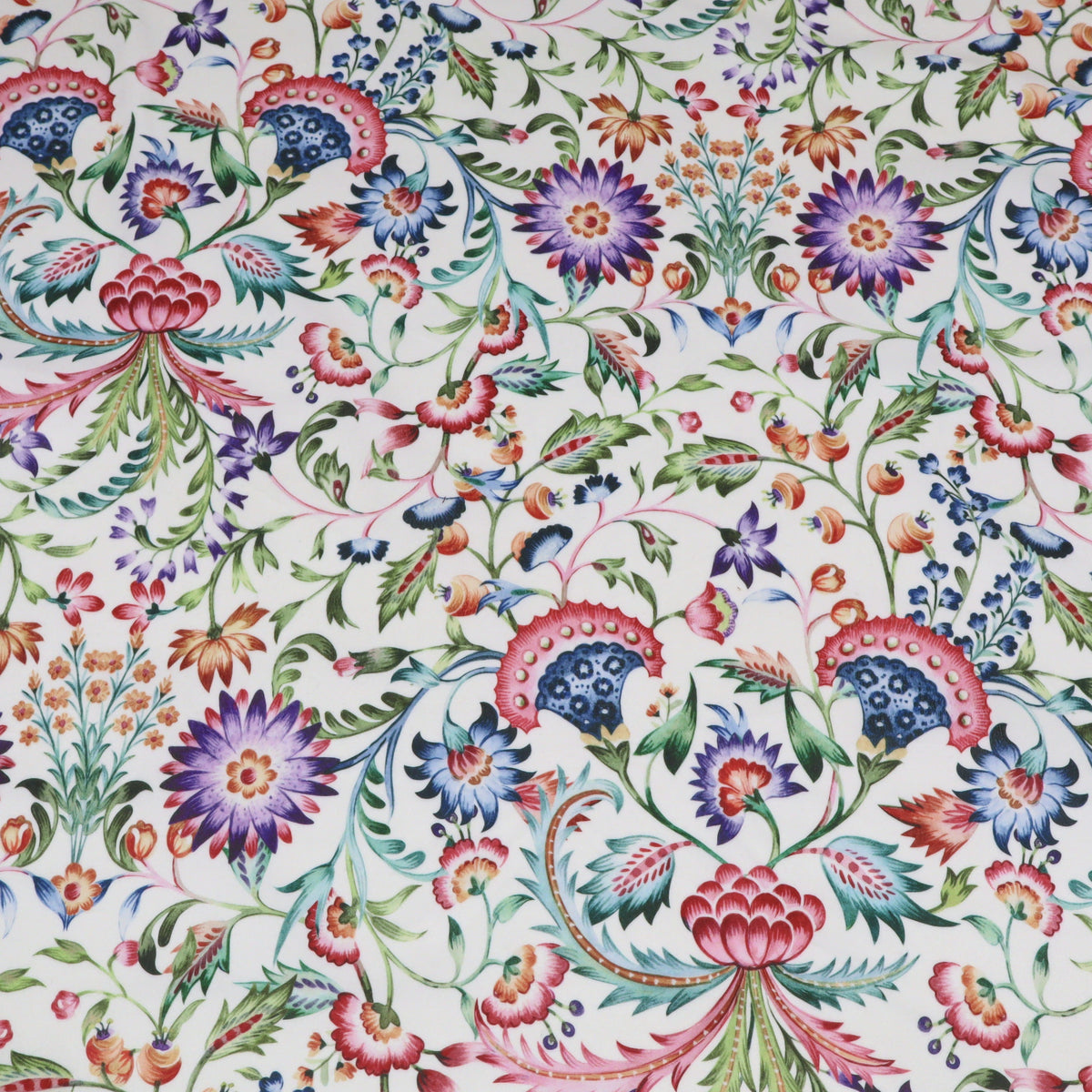 Marlowe Ivory Italian Style Printed Velvet Fabric | Heavy-Duty Soft Plush Upholstery & Curtain Material - Ivory Botanical