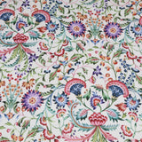 Marlowe Ivory Italian Style Printed Velvet Fabric | Heavy-Duty Soft Plush Upholstery & Curtain Material - Ivory Botanical