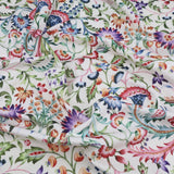 Marlowe Ivory Italian Style Printed Velvet Fabric | Heavy-Duty Soft Plush Upholstery & Curtain Material - Ivory Botanical