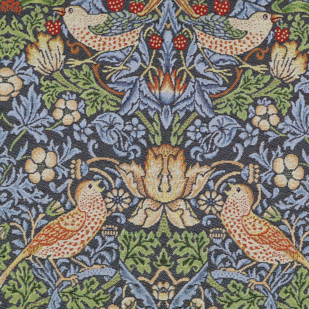 William Morris Tapestry Fabric | Cotton Jacquard | Upholstery & Curtains - Strawberry Thief Grey