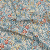 William Morris Tourmaline Teflon Fabric | Waterproof & Stain-Resistant Wipe-Clean 100% Cotton - Golden Lily - Outdoor