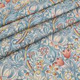 William Morris Tourmaline Teflon Fabric | Waterproof & Stain-Resistant Wipe-Clean 100% Cotton - Golden Lily - Outdoor