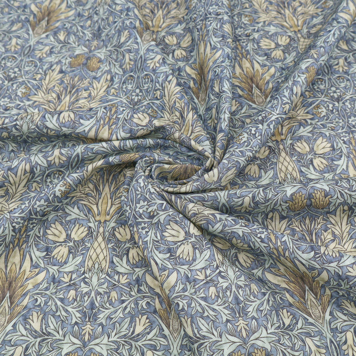 William Morris Cotton Panama Fabric | Upholstery, Curtains  - Snakeshead Denim