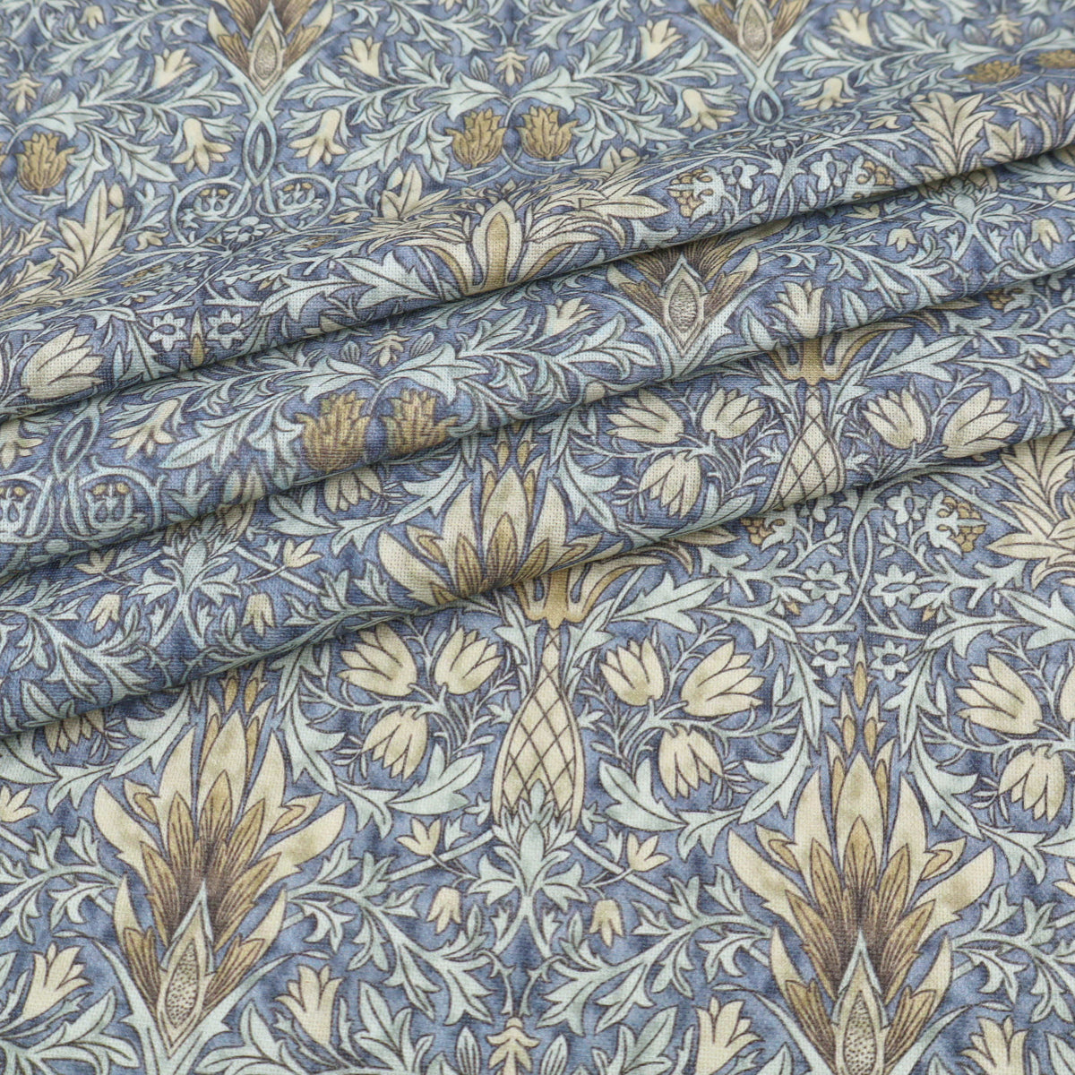 William Morris Cotton Panama Fabric | Upholstery, Curtains  - Snakeshead Denim