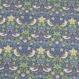 William Morris Luxury Linen-Blend Fabric | Upholstery, Blinds & Curtain Material - Strawberry Thief Blue