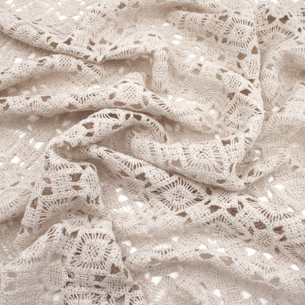 Tara Crochet Effect Cotton Fabric - Chequer