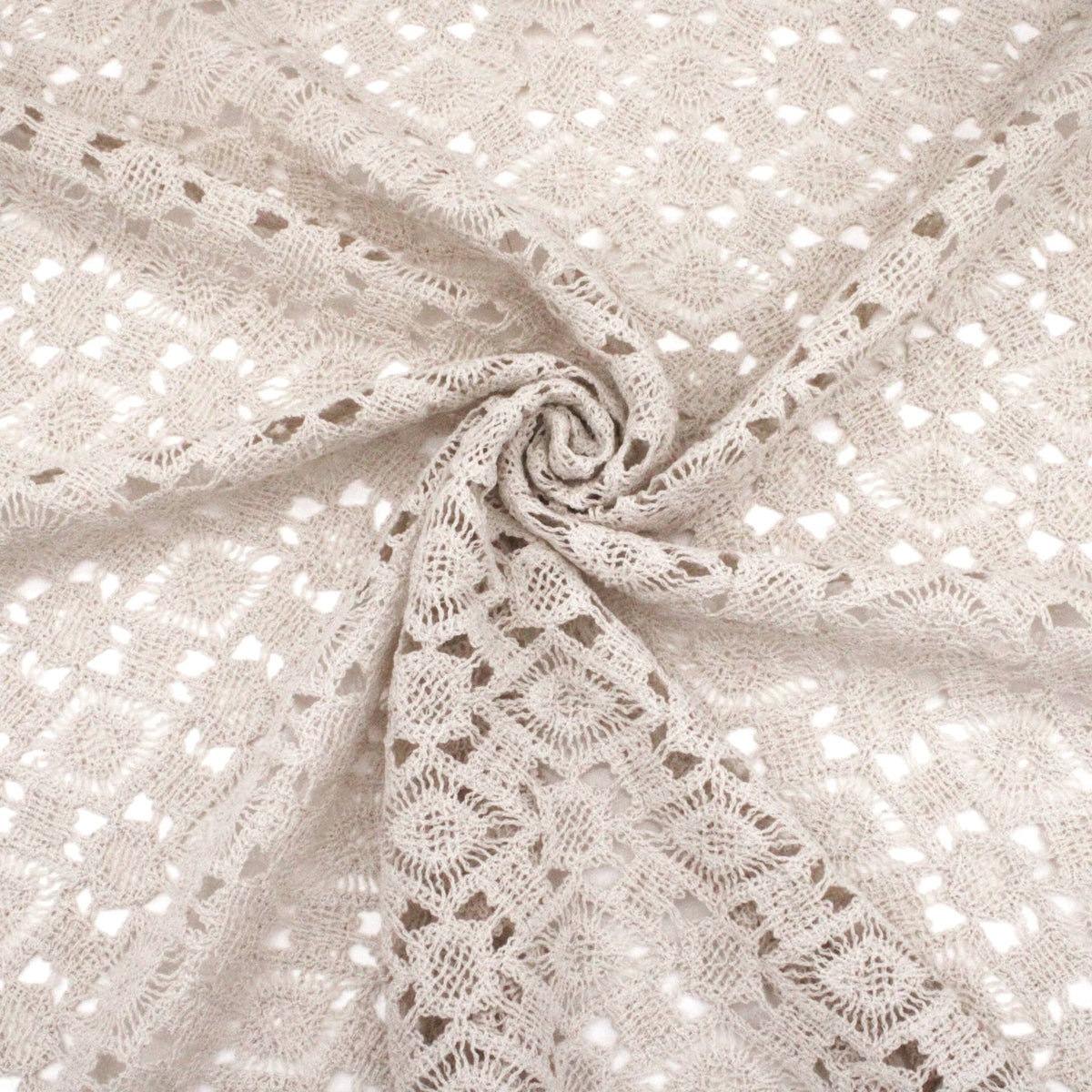 Tara Crochet Effect Cotton Fabric - Chequer