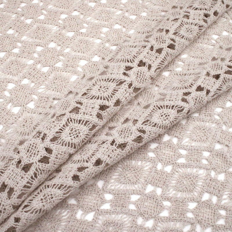 Tara Crochet Effect Cotton Fabric - Chequer
