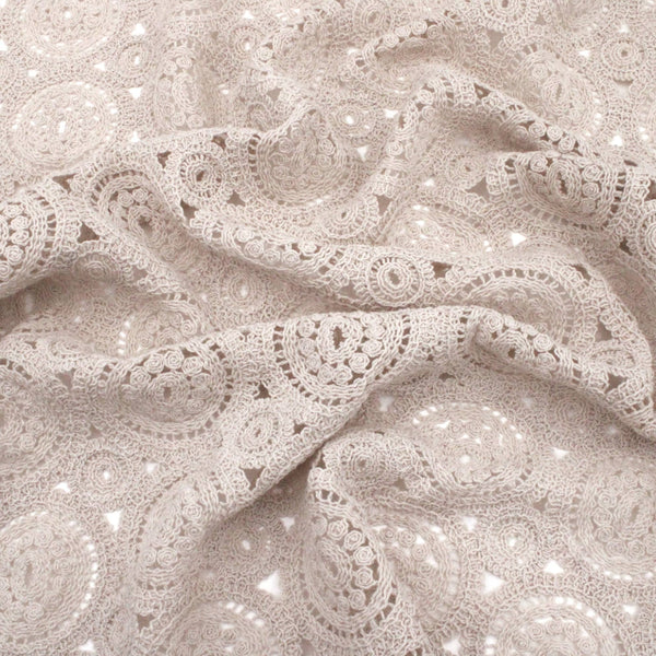 Tara Crochet Effect Cotton Fabric - Round Circles