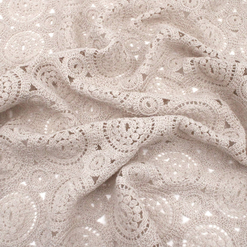 Tara Crochet Effect Cotton Fabric - Round Circles