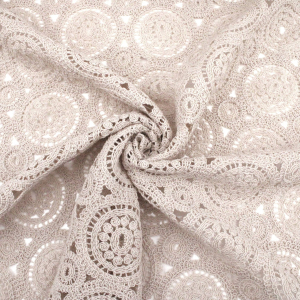 Tara Crochet Effect Cotton Fabric - Round Circles