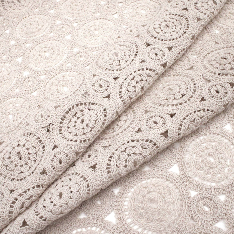 Tara Crochet Effect Cotton Fabric - Round Circles