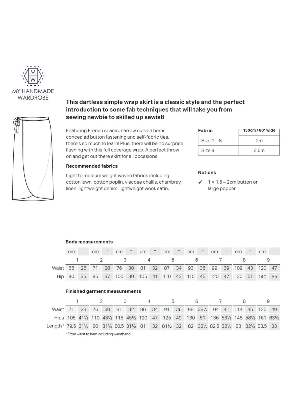 Wrap Skirt Sewing Pattern - By My Handmade Wardrobe