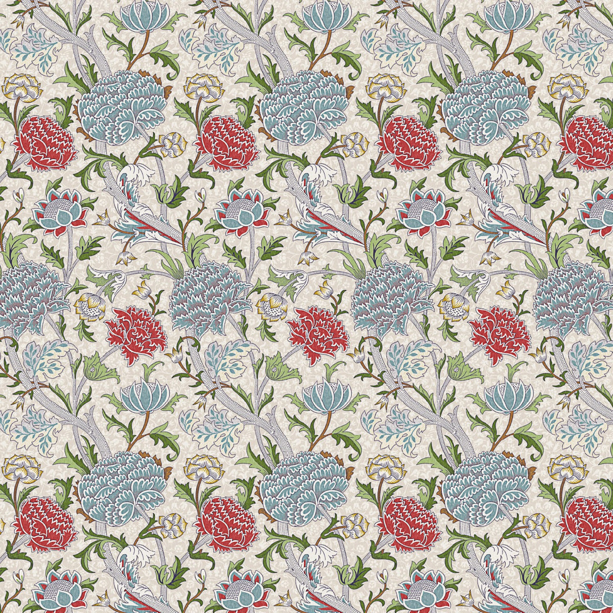 William Morris Cotton Panama Fabric | Upholstery, Curtains  - Cray Paradise Blue
