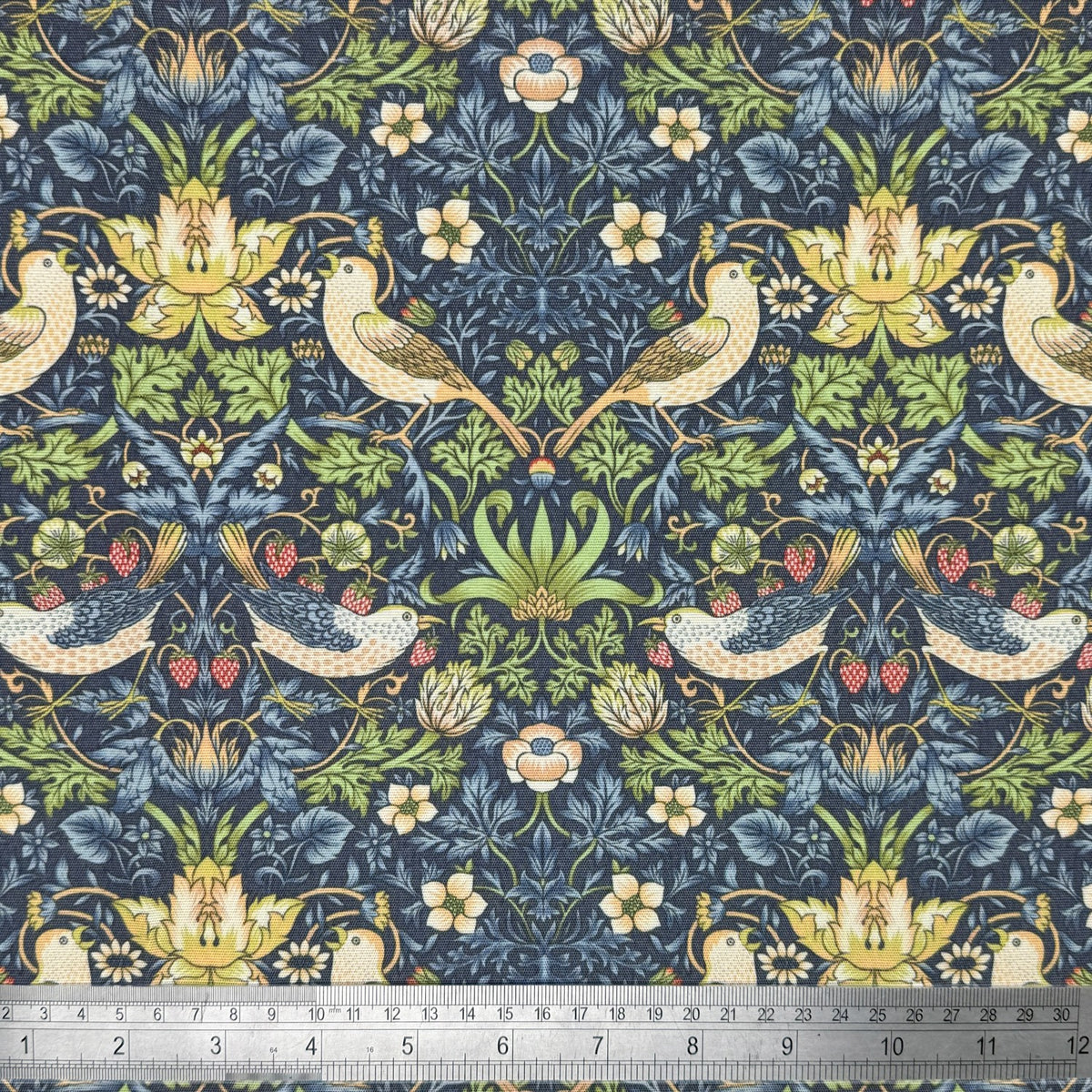 William Morris Outdoor Fabric | Waterproof & UV Garden Upholstery - Strawberry Thief Navy