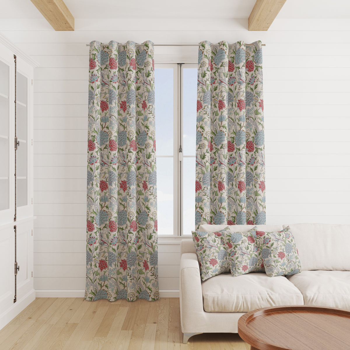 William Morris Cotton Panama Fabric | Upholstery, Curtains  - Cray Paradise Blue