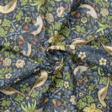 William Morris Outdoor Fabric | Waterproof & UV-Resistant Garden Upholstery Material - Strawberry Thief Navy