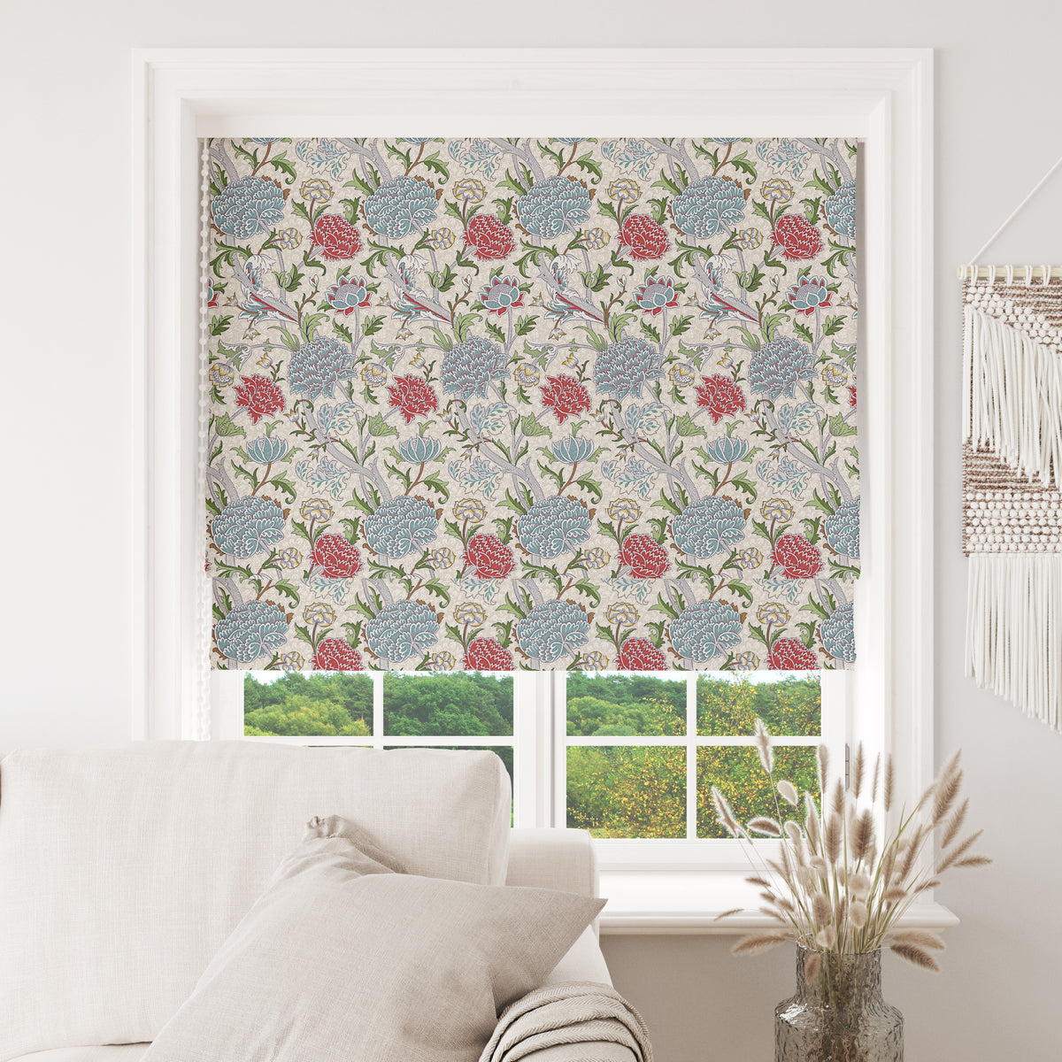 William Morris Cotton Panama Fabric | Upholstery, Curtains  - Cray Paradise Blue