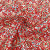 William Morris Cotton Blend for Sewing & Craft Fabric - Strawberry Thief Red