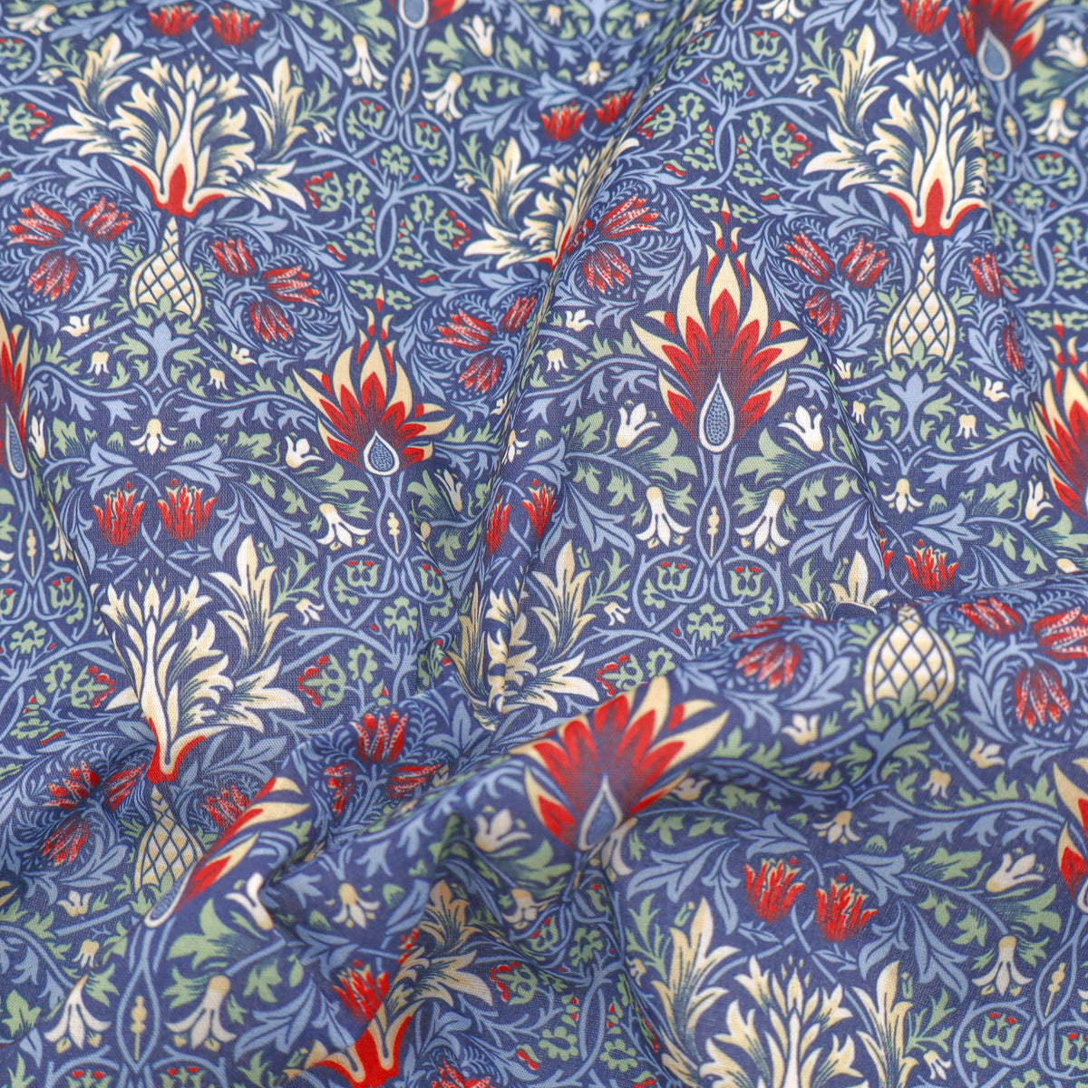 William Morris Cotton Blend for Sewing & Craft Fabric - Snakeshead Blue