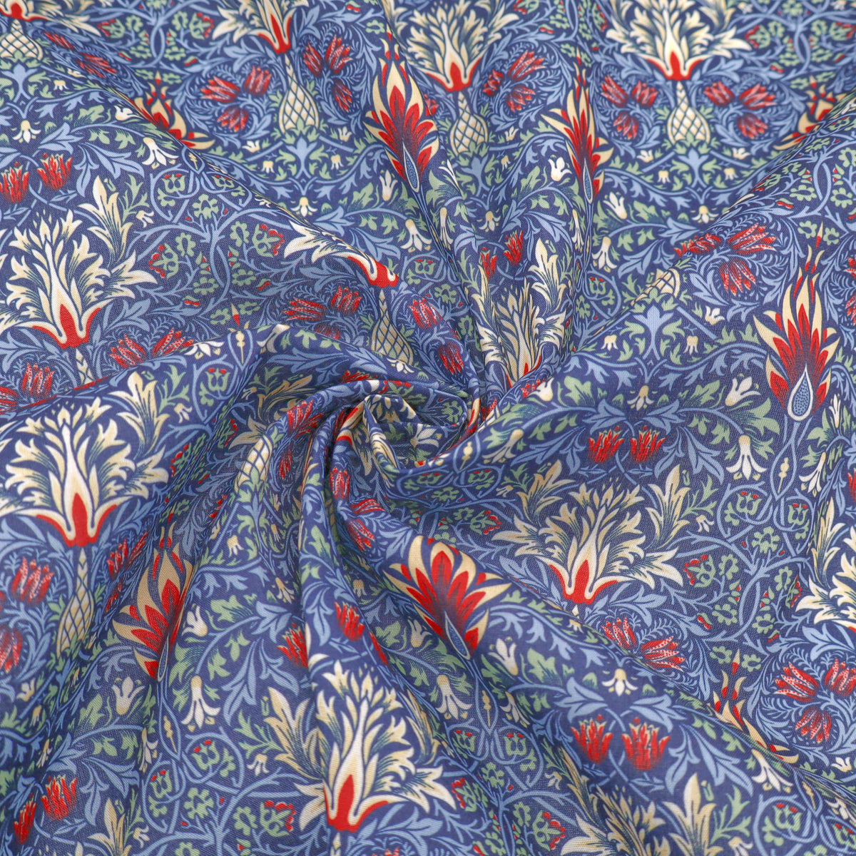 William Morris Cotton Blend for Sewing & Craft Fabric - Snakeshead Blue