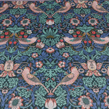William Morris Plush Velvet Upholstery Curtain Fabric - Strawberry Thief Twilight