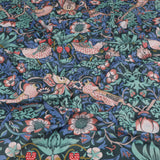 William Morris Plush Velvet Upholstery Curtain Fabric - Strawberry Thief Twilight