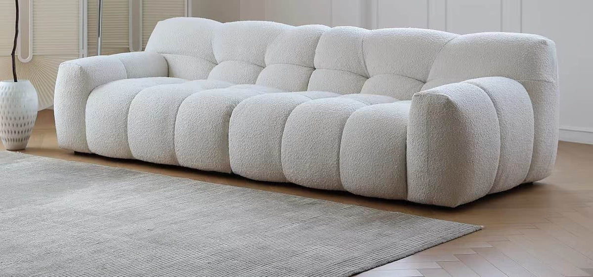 Tissu bouclette tweed carreaux écru/noir fil doré