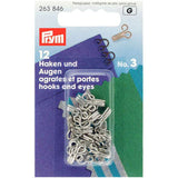 Prym Hooks and Eyes: Brass 3 Silver Colour for Secure Fastening - 263846