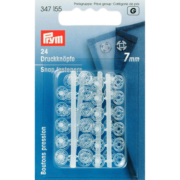 Prym Sew-On Snap Fasteners: 7mm Transparent Plastic - 347155