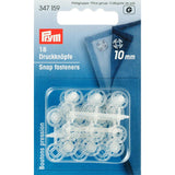Prym Sew-On Snap Fasteners: 10mm Transparent Plastic - 347159