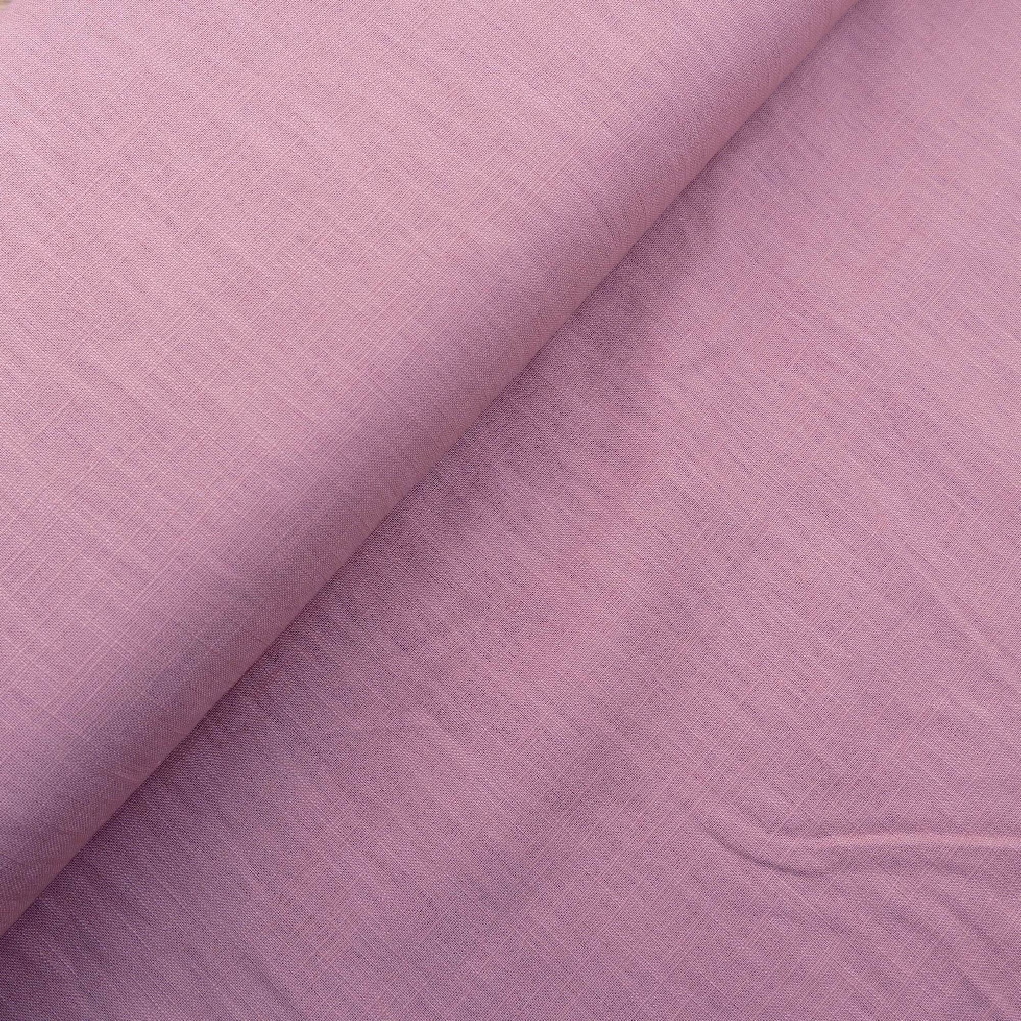 Lavender Pink Pure Handloom Linen 3-Piece Dress Material | Elephant Motifs main image 1