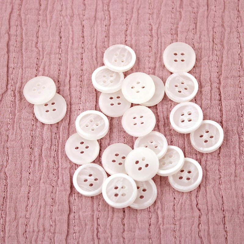 Archie 4 hole Sew On Round White Button White