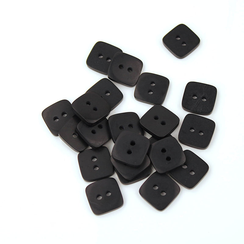 Arlo 2 hole Sew On Square Black Button Black