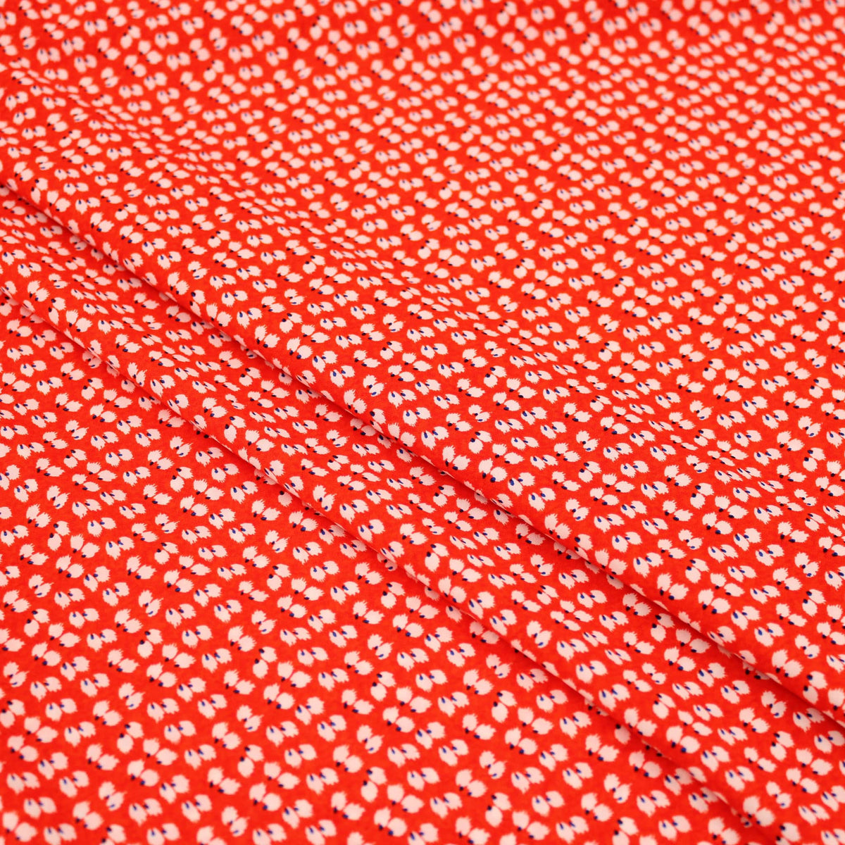 Baby Brushed Petals Red Viscose Rayon Print Floral Feather Soft Pattern Dressmaking Women Dress Fabric Material  Red