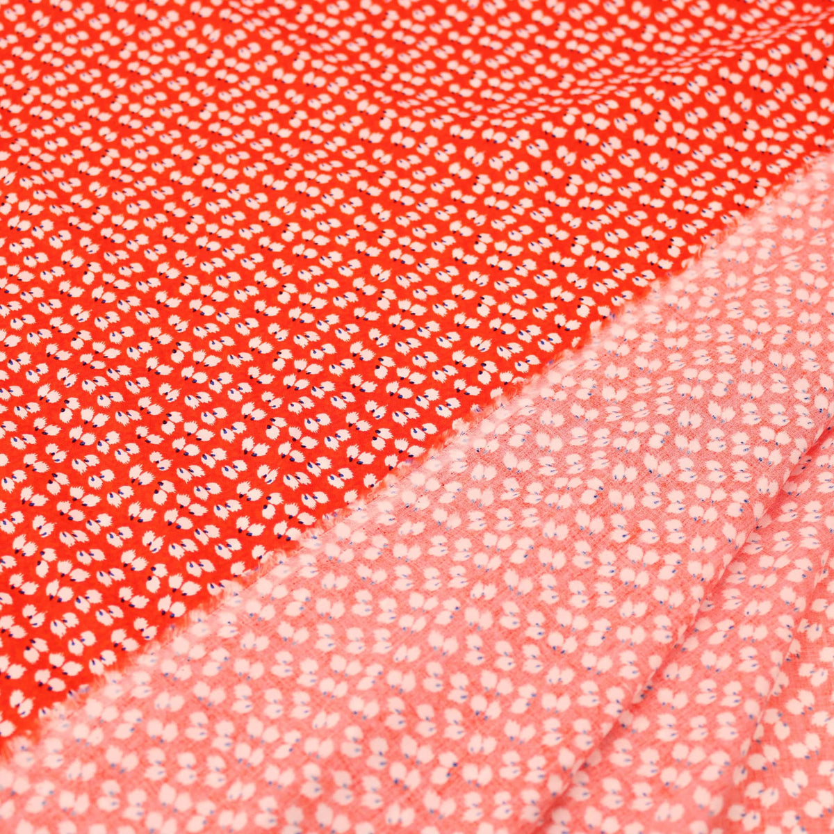 Baby Brushed Petals Red Viscose Rayon Print Floral Feather Soft Pattern Dressmaking Women Dress Fabric Material  Red