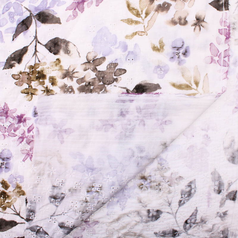 soft lightweight embroidered cotton fabric Lilac