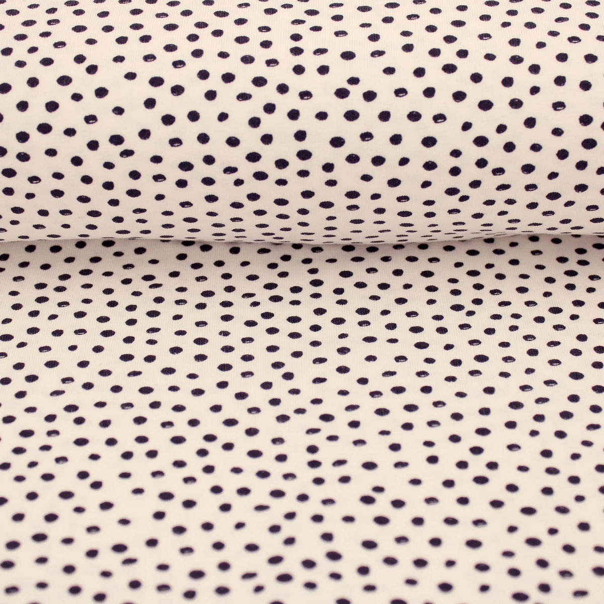 Black Spots and Dots Cotton Jersey Print Dressmaking Fabric Material Kids OEKO TEX Jersey Stretch spandex Nightwear Pyjamas dots polka Knit White