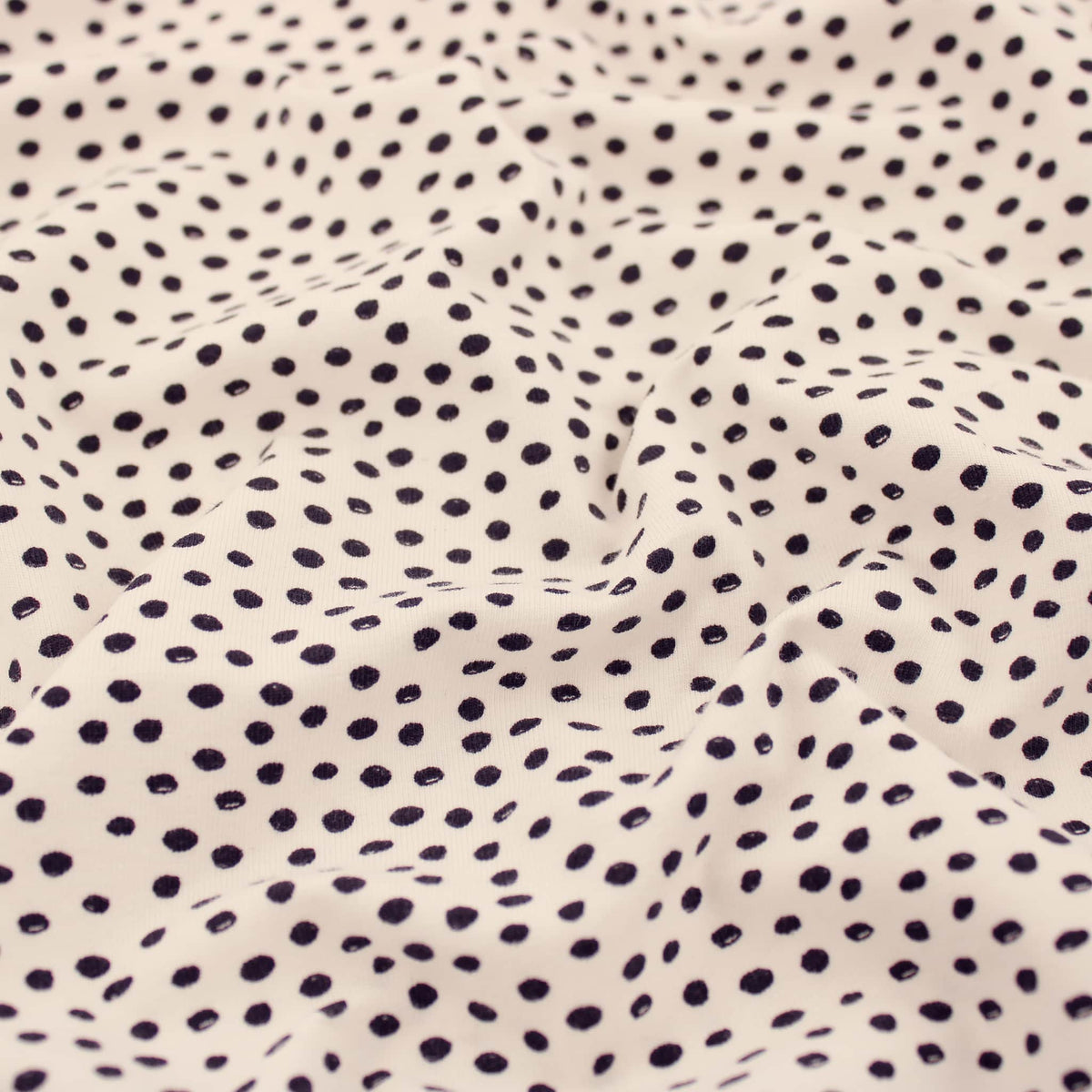 Black Spots and Dots Cotton Jersey Print Dressmaking Fabric Material Kids OEKO TEX Jersey Stretch spandex Nightwear Pyjamas dots polka Knit White