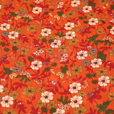 Burnt Orange Pretty Flowers Polyester woven summer spring floral women dressmaking fabric material lightweight Burnt Orange