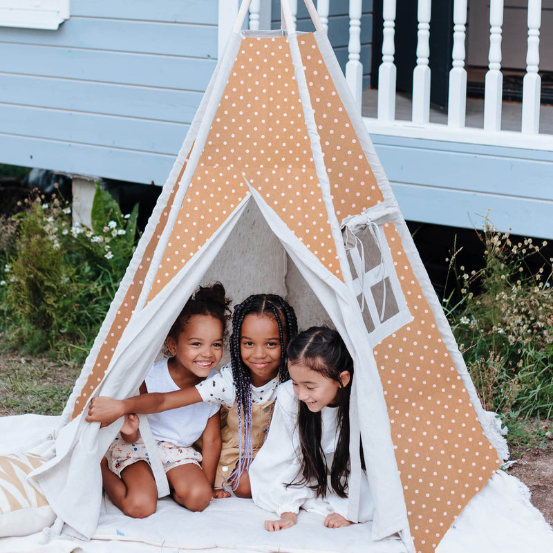 polka dot coated cotton in sand