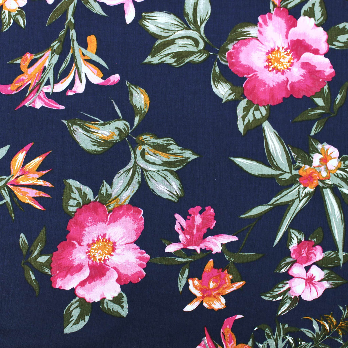 Celeste Florals on Viscose Crepe Pattern Dressmaking Fabric Rayon Soft Silky Material Lawn Women Ladies Flowers Pretty Textured Crinkle Navy