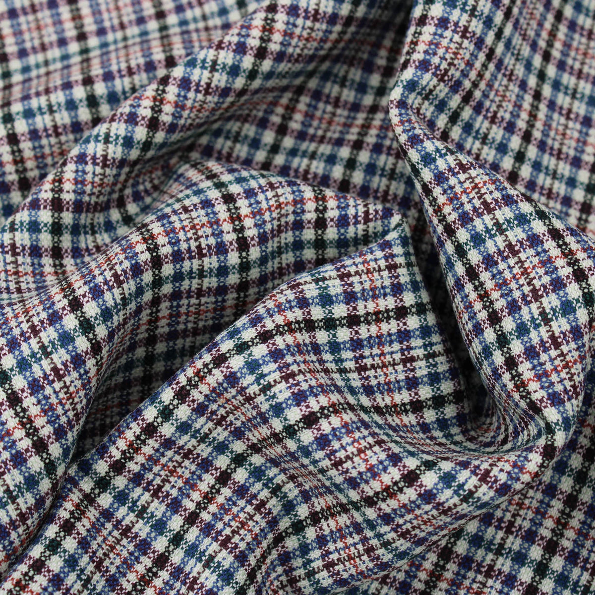 soft check wool polyester dressmaking fabric Blue