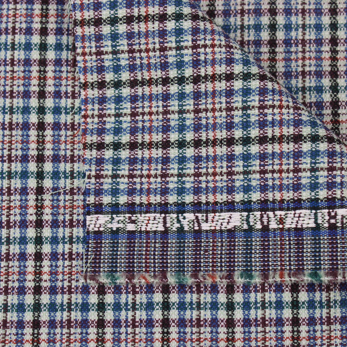 soft check wool polyester dressmaking fabric Blue