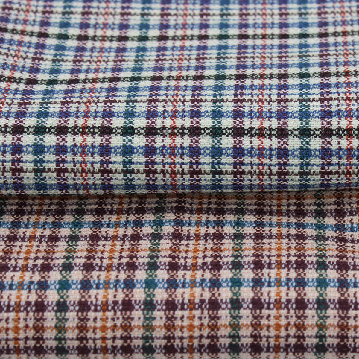 soft check wool polyester dressmaking fabric Blue
