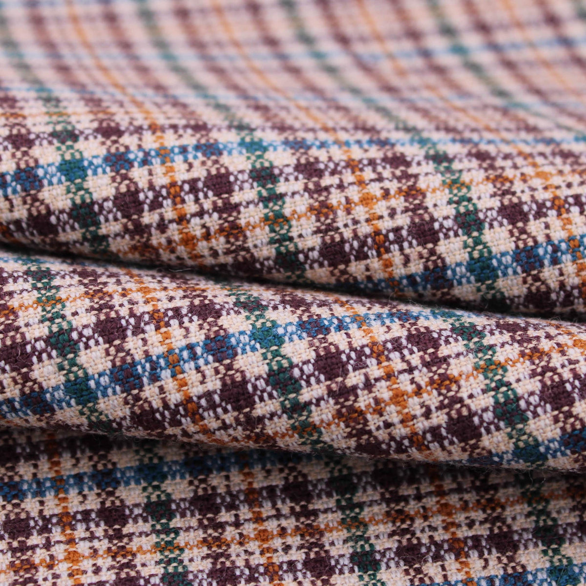 soft check wool polyester dressmaking fabric Brown