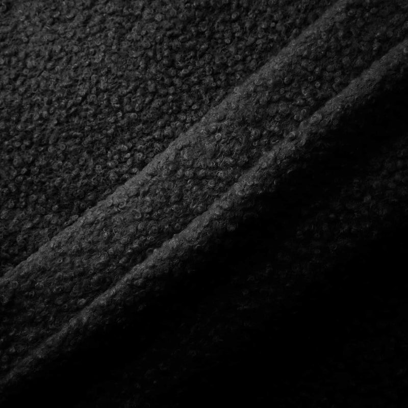 soft sheep wool look boucle furnishing dressmaking fabric Black