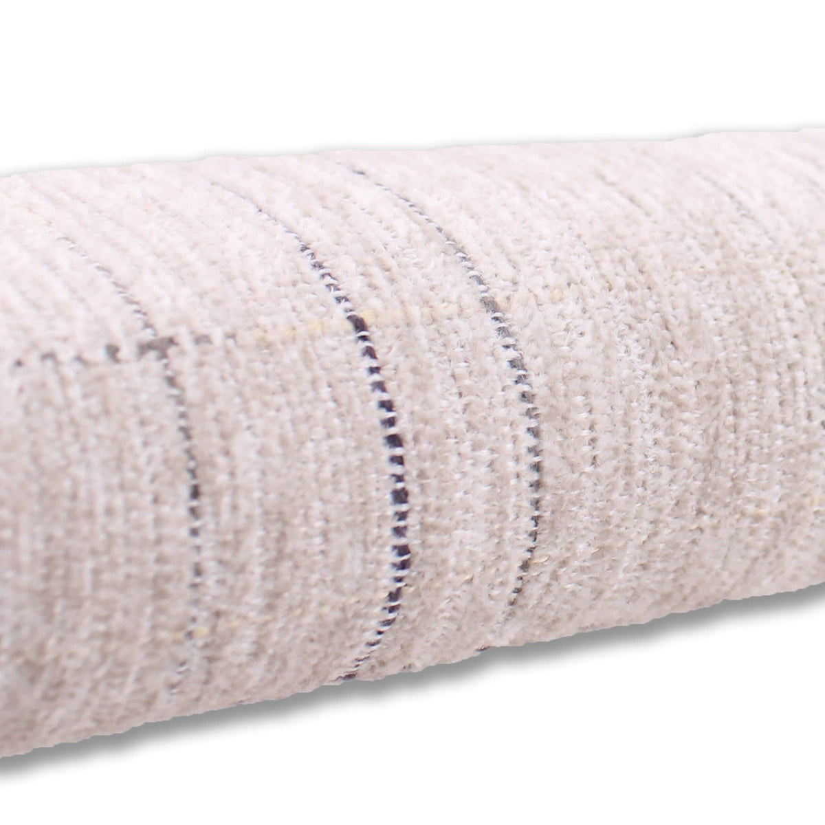 Smooth upholstery furnishing chenille fabric in criss cross pattern Taupe Navy