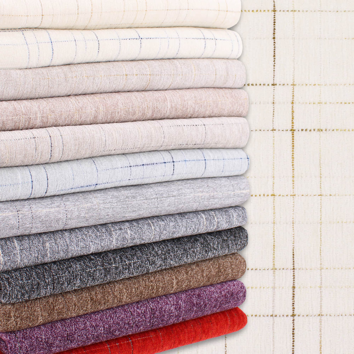Smooth upholstery furnishing chenille fabric in criss cross pattern Taupe Navy